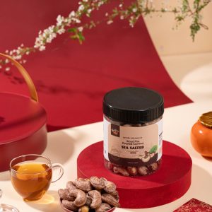 Wood Fire Roasted Cashews with Sea Salt 300g  W240 Round Box -  Premium Quality Cashew Nuts, Easy to Peel